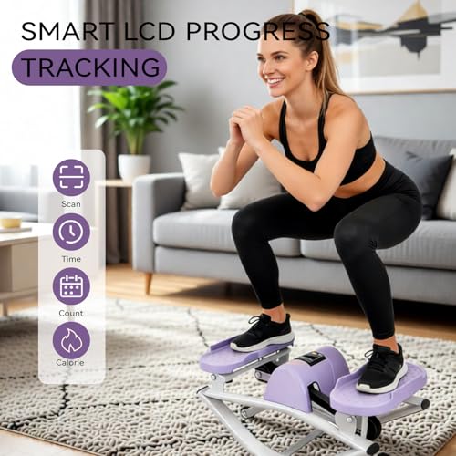 Ultra-Quiet Hydraulic Lateral Stepper with Resistance Bands - Purple