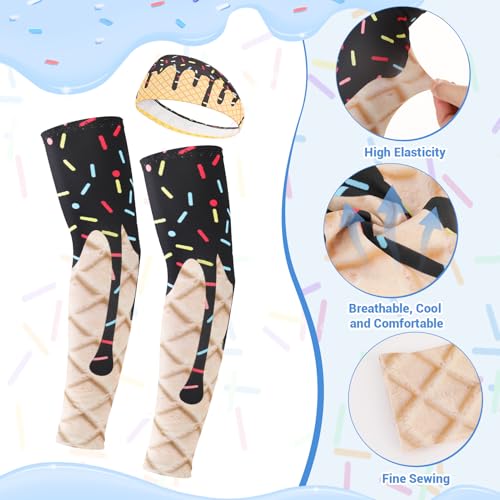 Youth Ice Cream Baseball Arm Sleeves & Sports Headbands - X-Large Multicolor
