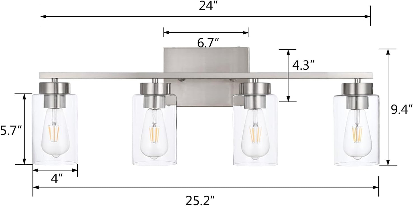 Modern 3-Light Bathroom Vanity Light in Brushed Gold with Clear Glass Shades