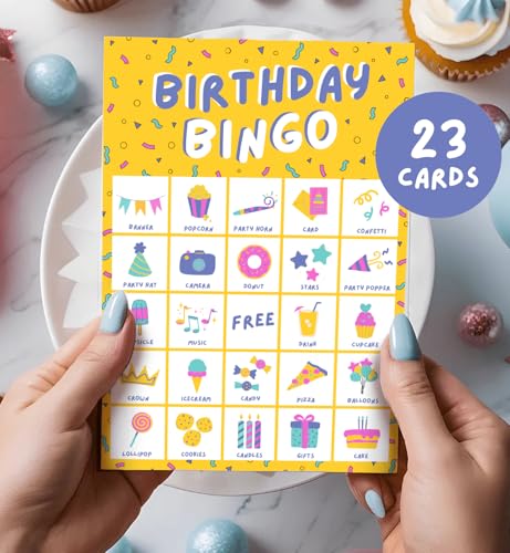 Birthday Bingo Game for Kids - Multicolor Pack for 23 Players
