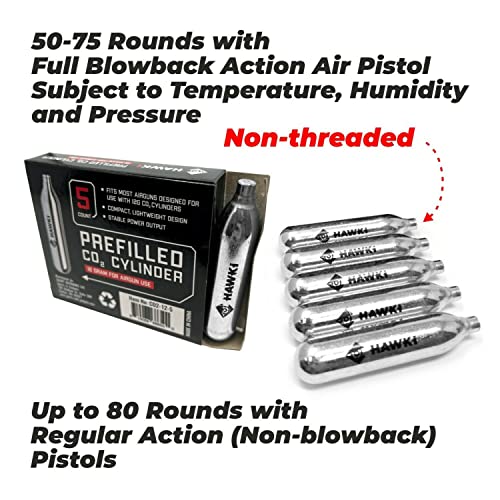 12 Gram CO2 Cartridges - 5 Pack for Air Guns, Airsoft & Paintball