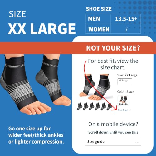 PAPLUS 6 Pairs Plantar Fasciitis Compression Socks with Arch Support – Black XX-Large