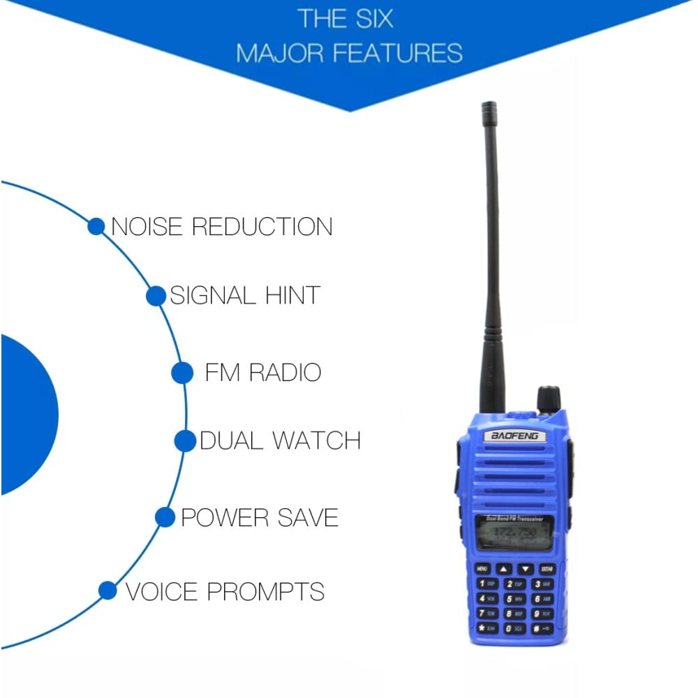 2 Pack BAOFENG UV-82 Dual Band Two Way Radio, 5W Ham Radio Handheld Walkie Talkies (Blue)