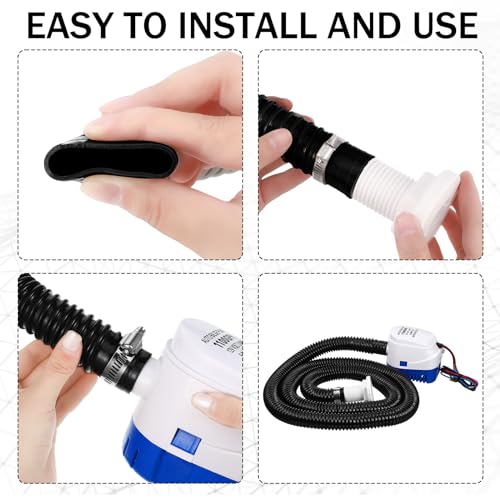 Saysurey 1100GPH Automatic Boat Bilge Pump 12V/24V with 3-Way Switch & Installation Kit