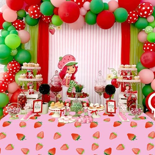 Strawberry Party Tablecloths - 2 Pack Disposable 54x108