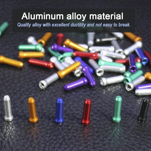 100PCS Multicolor Bike Cable End Caps - Alloy Crimp Tips for Bicycles