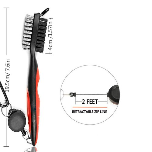 Gzingen Golf Towel and Golf Club Brush, Microfiber Waffle Pattern Cleaning Towel and Retractable Club Groove Cleaner Brush, Divot Repair Tool, 5-in-1 Golf Accessories Set
