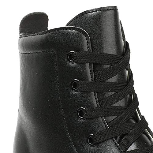 High Top PU Leather Roller Skates - Black Flash Wheel, Size 37
