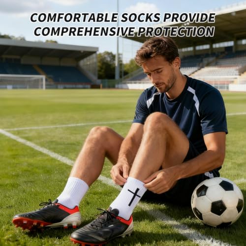 Anti-Slip Soccer Socks - Bible Verse Christian Sports Grip - White