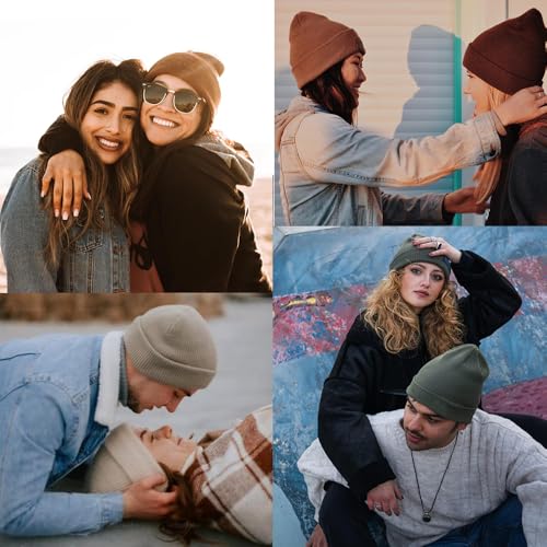 Cuffed Knit Winter Beanie Hat for Men & Women - Black Classic