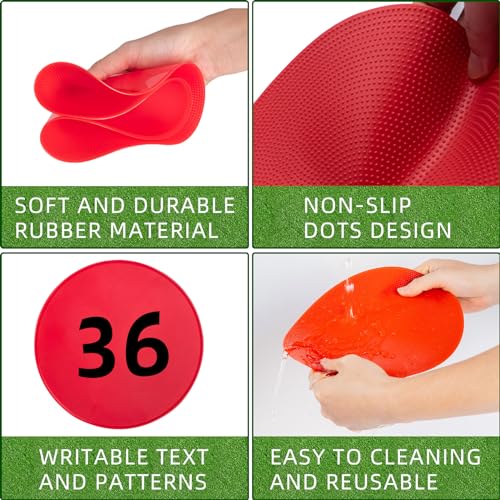 9-Inch Non-Slip Rubber Spot Markers - 36 Pcs in 9 Colors