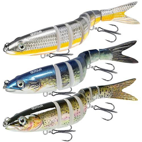 GOTOUR 5" 0.9oz Jointed Swimbait - 8-Segment Lure for Bass Trout Crappie, A1-5"-0.9oz