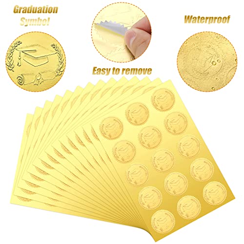 300 Pcs Gold Foil Embossed Graduation Stickers - 2 Inch Round Seal Labels