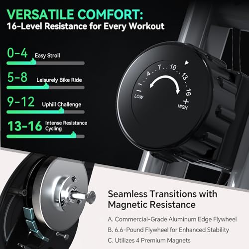 Foldable Exercise Bike with 16-Level Resistance - 300LBS Capacity