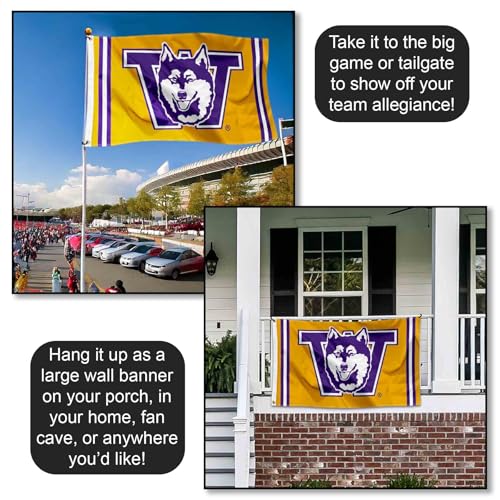 Washington Huskies College Banner Flag 3x5 Vintage Retro University Flag