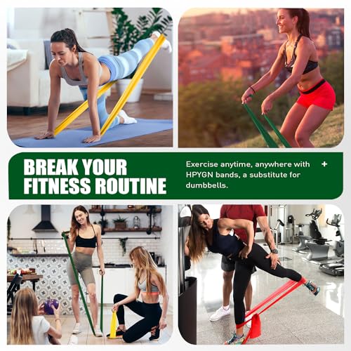 3 Levels Non-Latex Exercise Bands Set - Red/Yellow/Green 4.9ft