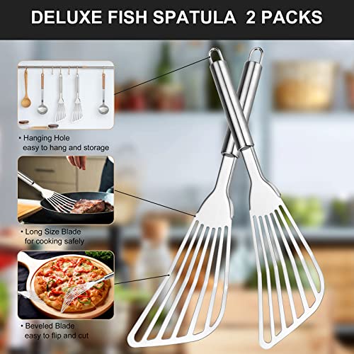 Premium Stainless Steel Fish Spatula Set - 2-Piece Cooking Tools