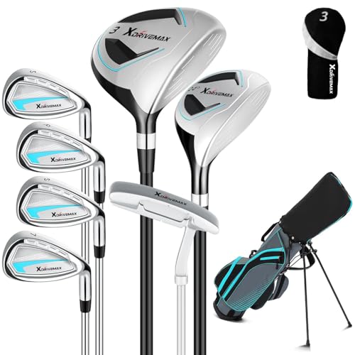 Complete Golf Club Set for Men & Women - 8-Piece Right Light Blue