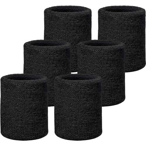 Wrist Sweatbands for Sports | Absorbent Cotton Bands (Pack of 6)