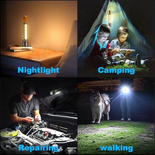 ADDplus Rechargeable Magnetic LED Flashlight Black 2 - 9 Modes, 1300m Beam