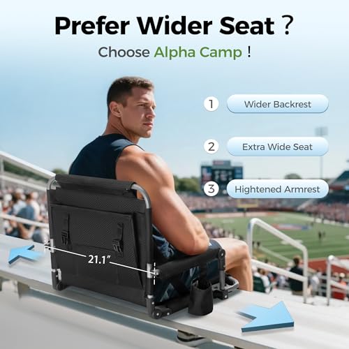 Extra Wide Padded Stadium Seats with Back Support - Black & Red