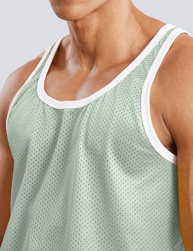 Men's Lightweight Mesh Gym Tank Top - Sleeveless Workout Shirt - Grey, X-Large