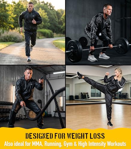 Sauna Suit for Weight Loss - Full Body Workout Hoodie - Large Black