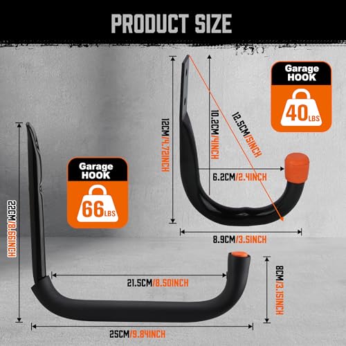 HORUSDY 10-Pack Garage Hooks, Utility Hook, 9" & 6¡± Garage Heavy Duty Wall Hook for Bikes, Kayak and Hanging Ladders