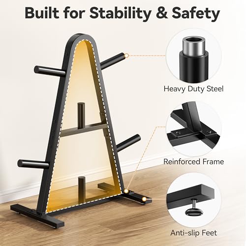 Olympic Weight Plate Rack - 400LB Heavy Duty Storage Tree