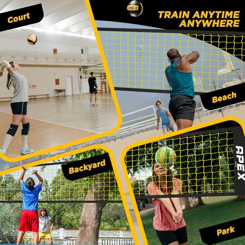 Volleyball Net Training - 12' Wide, Adjustable Height 7.4' to 8' - Portable with Carry Bag
