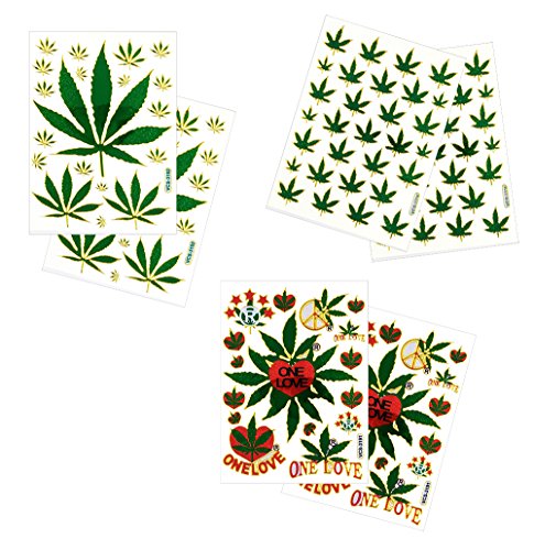 Cannabis Leaf Decorative Stickers - 6 Sheets, 4x5.25 Inch