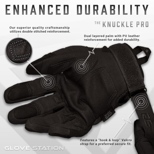 Hard Knuckle Touchscreen Utility Gloves - Impact Protection, Breathable, Large