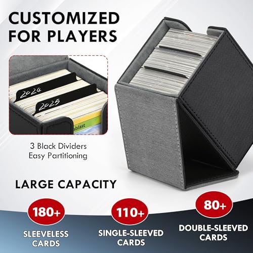 Card Deck Box with 3 Dividers & Game Dice - Gray
