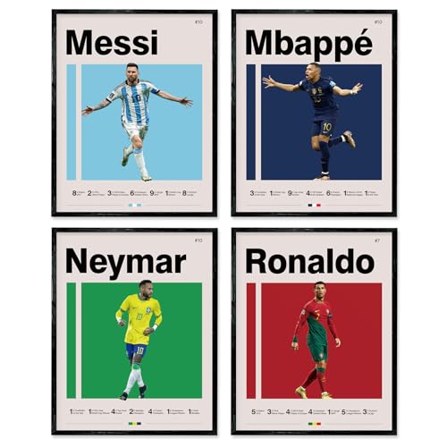 Soccer Poster Set of 4 - Unframed 8x10 Canvas Prints for Kids