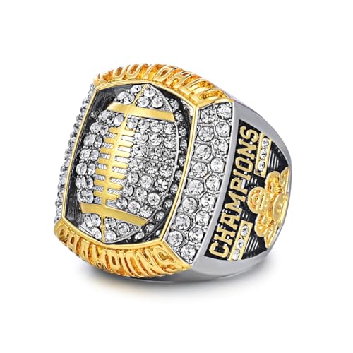 Football Championship Ring - Size 11, Two-Tone Gold & Silver