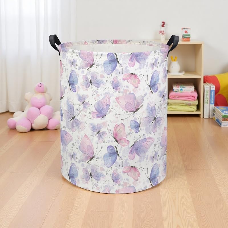 TIBAOLOVER Butterfly Baby Laundry Basket Kids Hamper Animal Toy Storage Bin for Boys Room Decor Baby Nursery Hamper Gift Baskets for Bedroom Bathroom(Fancy Butterfly)