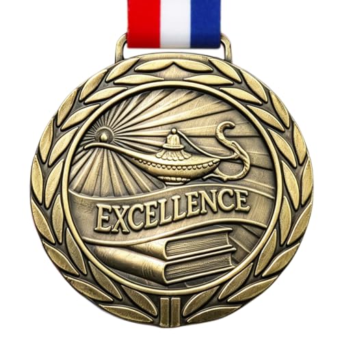 3-Inch Academic Excellence Gold Medal with Neck Ribbon for Awards