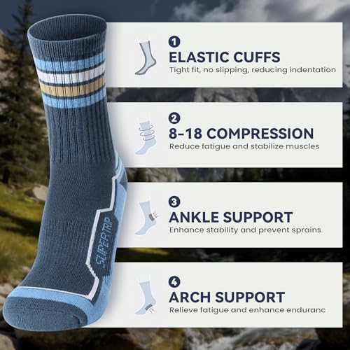 Merino Wool Hiking Socks for Men - Large, 3 Pairs