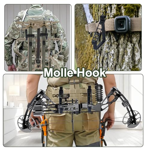 Heavy Duty Metal Molle Hooks 2-Pack for Tactical Gear & Hunting Accessories