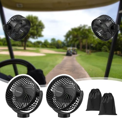 2-Pack Rechargeable Magnetic Golf Cart Fan with LED Lantern