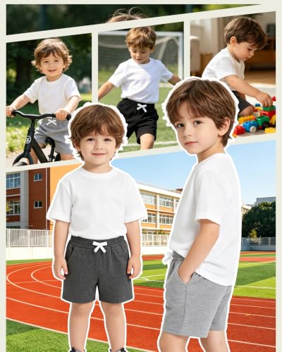 Toddler Boys Athletic Shorts 3 Pack Summer Soccer Basketball Pants Elastic Waist