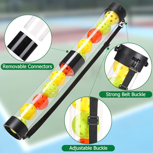 Portable Tennis and Pickleball Ball Collector Tube with Strap