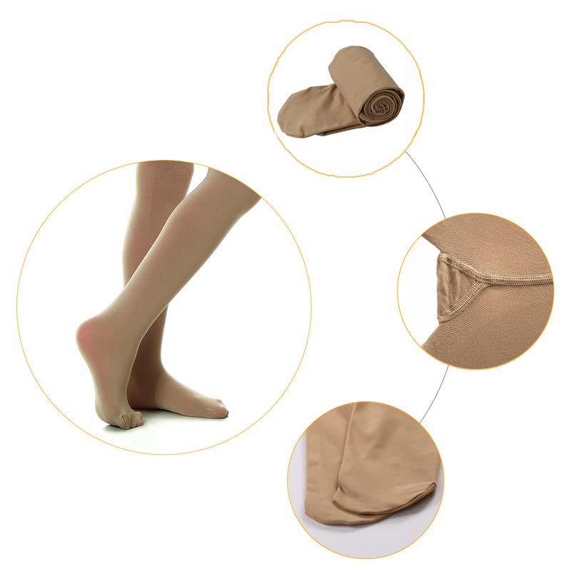 Ballet Tights for Girls - Thick Soft Footed Tights, 5-8 Years, Suntan