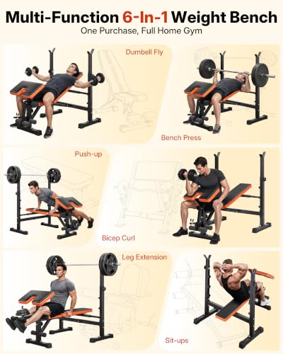 6-in-1 Adjustable Weight Bench Set for Full-Body Training - Allfit