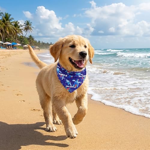 8 Pcs Nautical Dog Bandanas - Summer Ocean Style Scarf Set