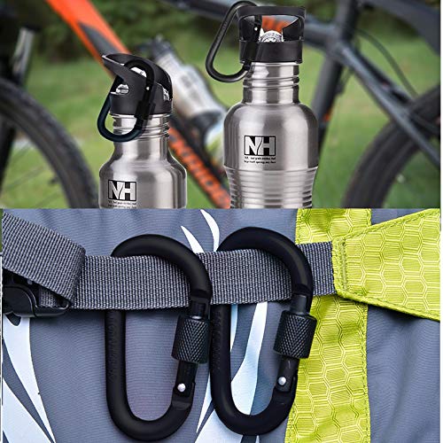 Locking Carabiner Clip - 3 Inch D Ring Aluminum Hook, Black 4pcs