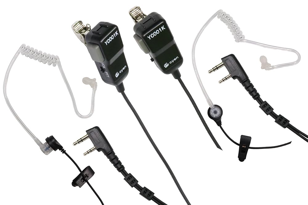 CYen Walkie Talkie Earpiece, Acoustic Tube Headset with PTTVOX, 2 Pin,Compatible with Kenwood pxton 2 Way Radio, Two Way Radio Headset with Mic(2 Pack)