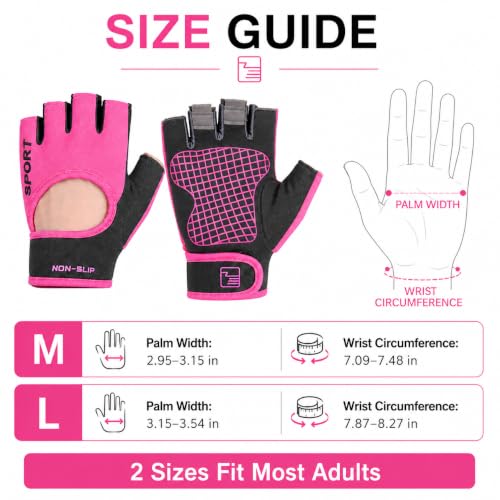 Fingerless Workout Gloves for Men & Women - Medium Pink