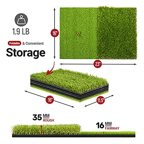 Foldable Heavy-Duty Golf Hitting Mat 23" × 16" for Indoor/Outdoor Practice