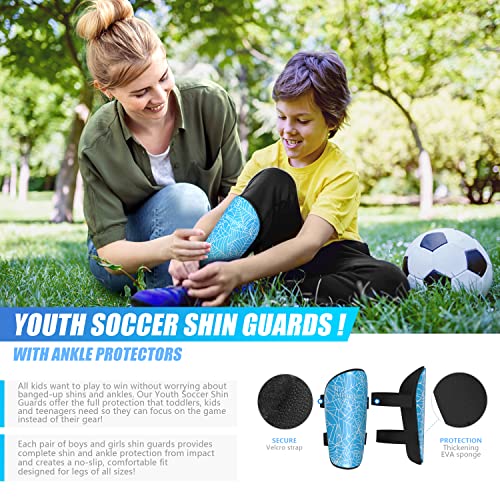 Shin Guards Soccer Youth Kids Blue Small EVA Shield 4-12 Years